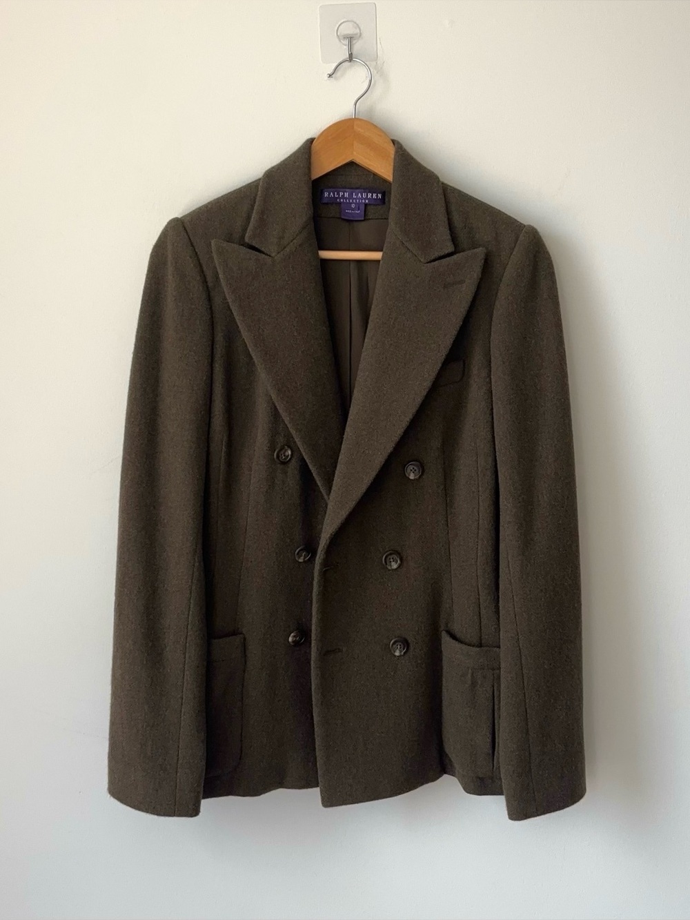 Ralph Lauren Collection Purple Label Cashmere Wool Double Blazer Jacket Size 10
